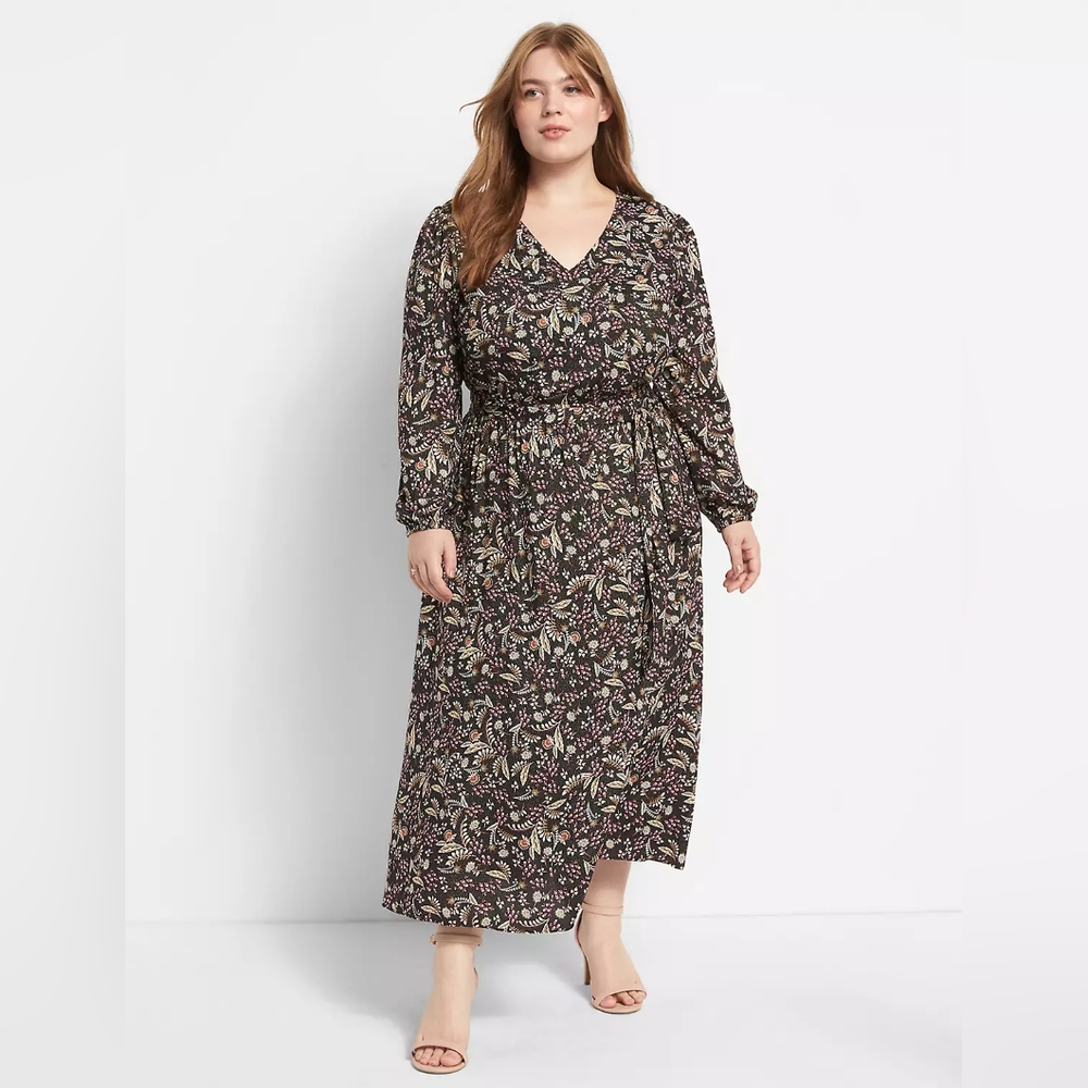 Lane Bryant Faux-Surplice Midi Dress
